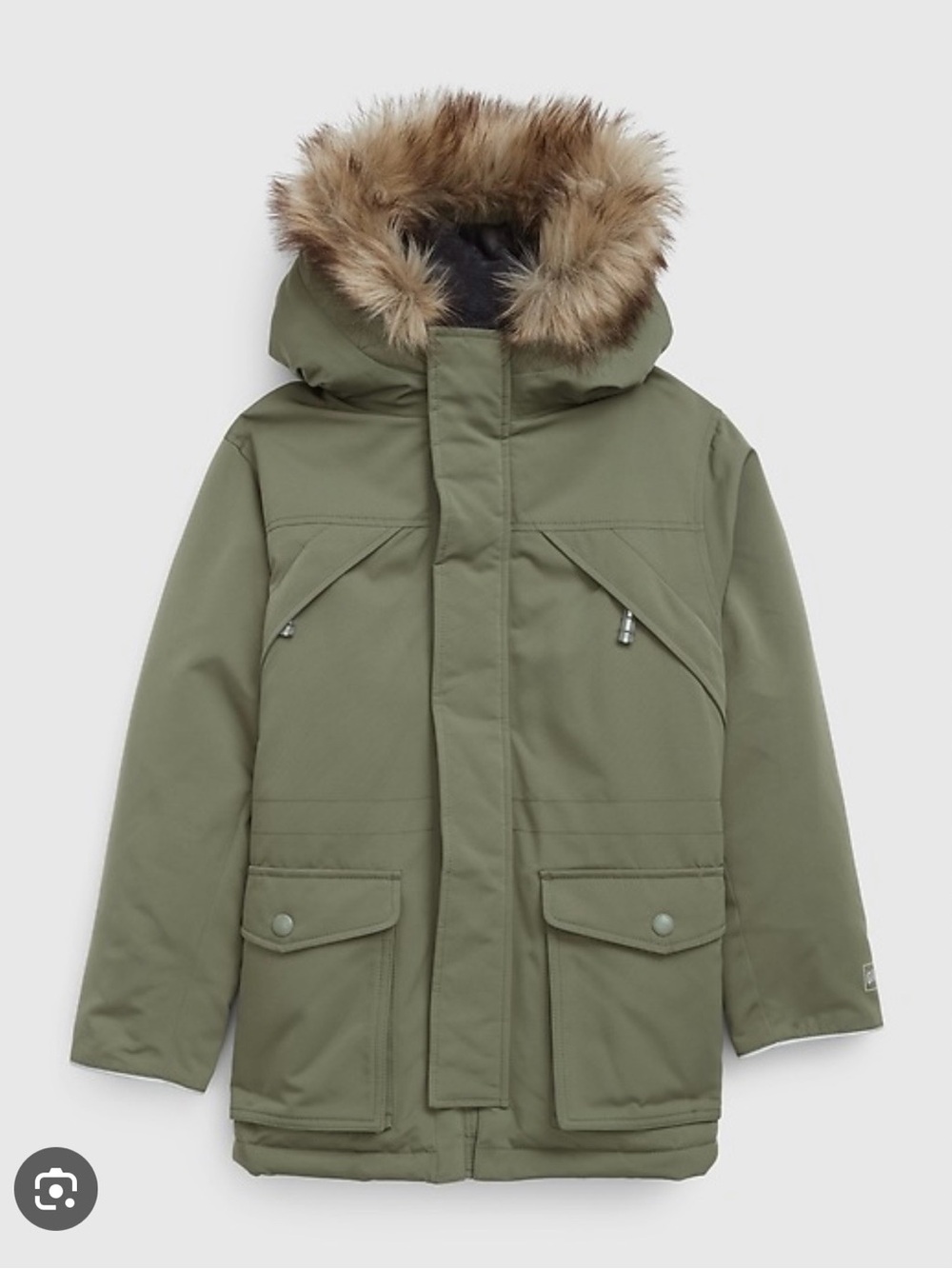 GAP Kids Navy Puffer Jacket with Olive Trim